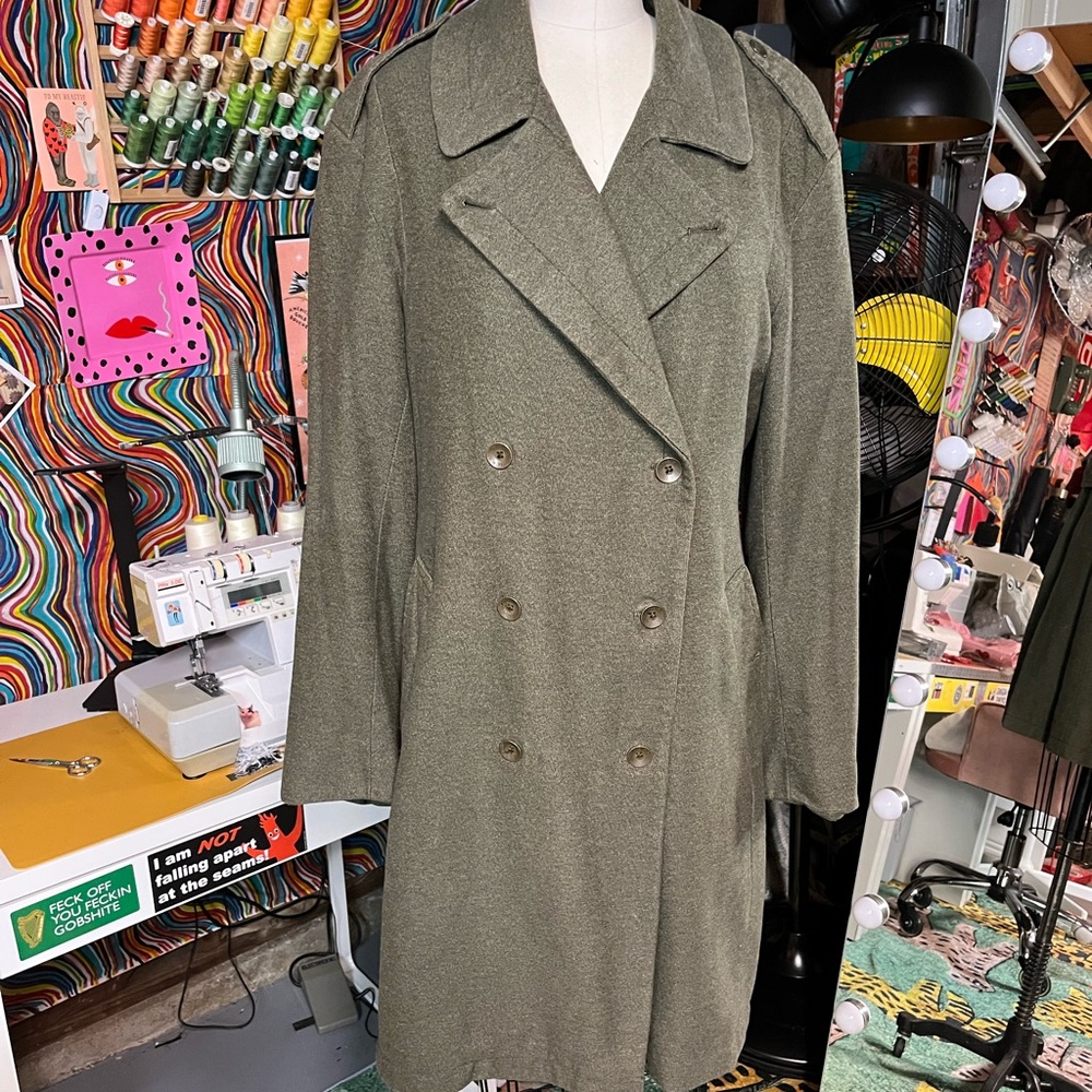 Women's Olive Double-Breasted Coat